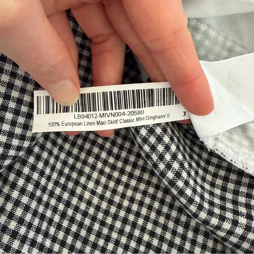 Quince 100% European Linen Maxi Skirt Classic Mini Gingham Size Small Coastal - Picture 7 of 8